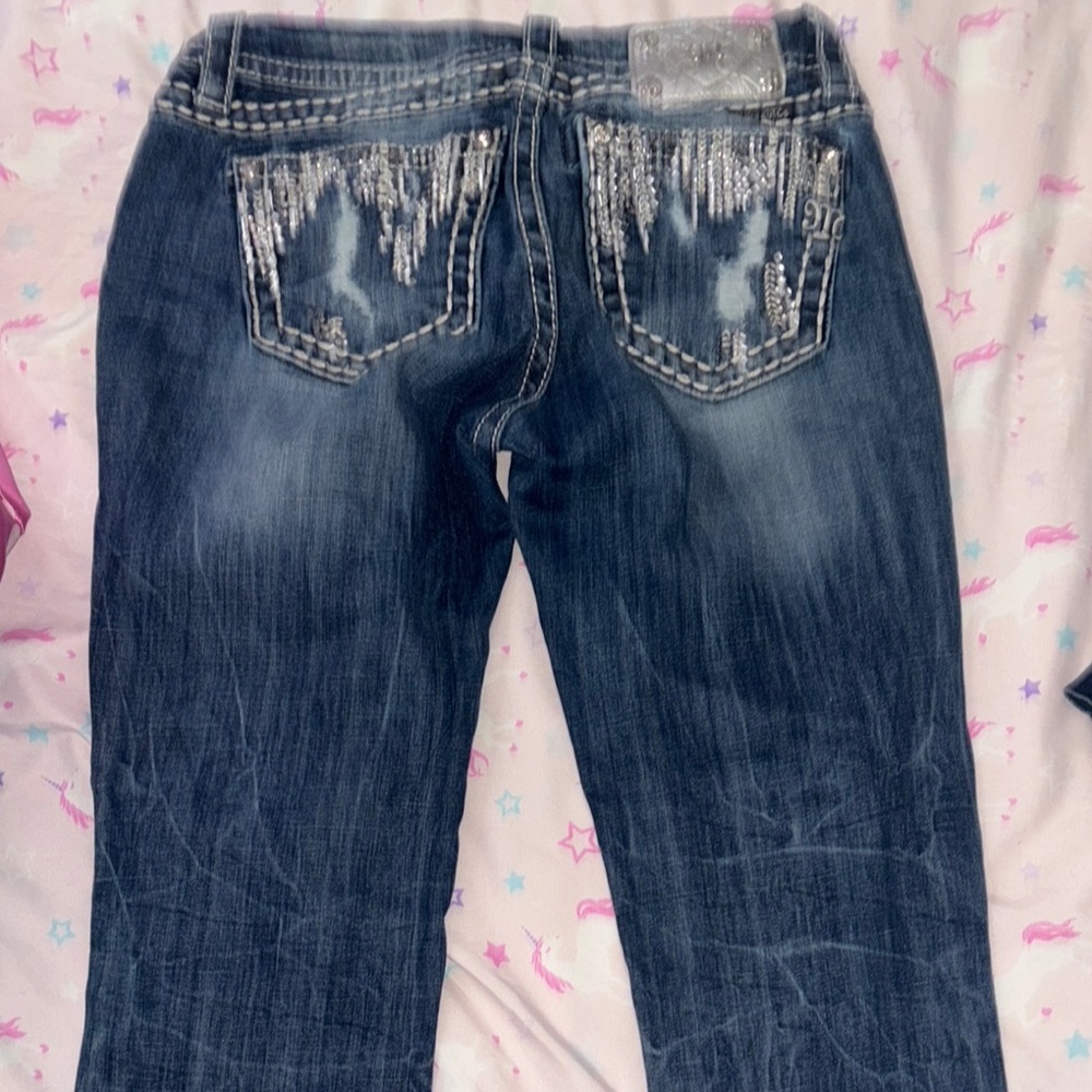 Miss Me Blue Silver Boot Cut Jeans